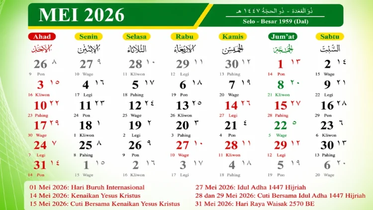 Kalender Mei 2026